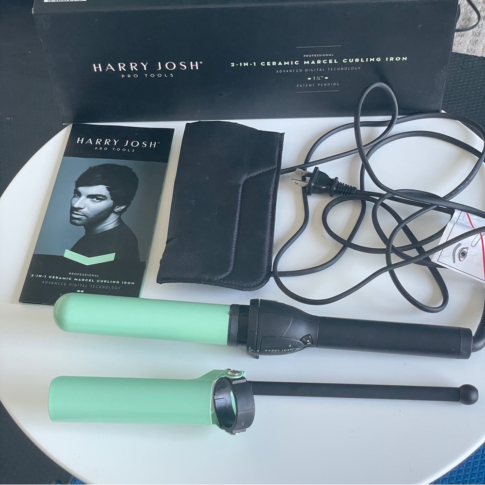 HARRY JOSH PRO TOOLS PROFESSIONAL 2-IN-1 CERAMIC MARCEL 1.25" CURLING IRON EUC